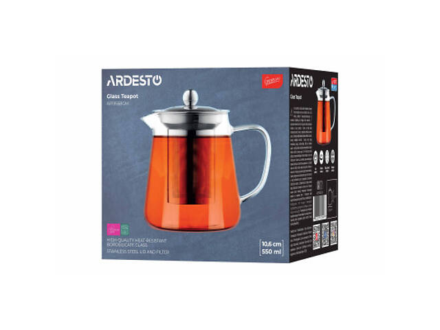 Заварник Ardesto Gemini Milano 550 мл, прозорий (AR1955BGM) - Фото 4