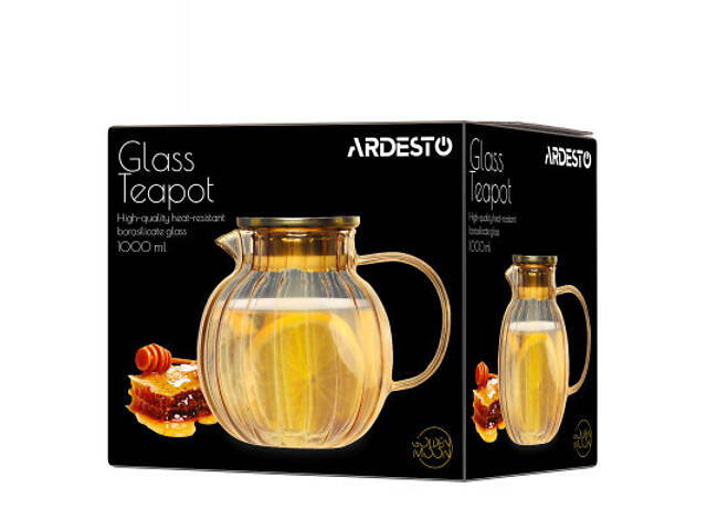 Заварник Ardesto Golden Moon 1000мл, боросилікатне скло, нержавіюча сталь, золотистий (AR3010BBG) - Фото 6