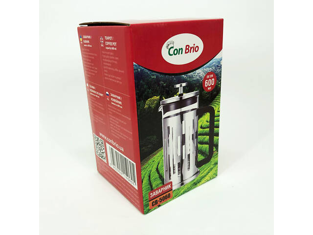 Заварник Con Brio CB-5060 Френч-прес 600 мл, Чайник самовар скляний, Заварники для чаю та кави - Фото 3