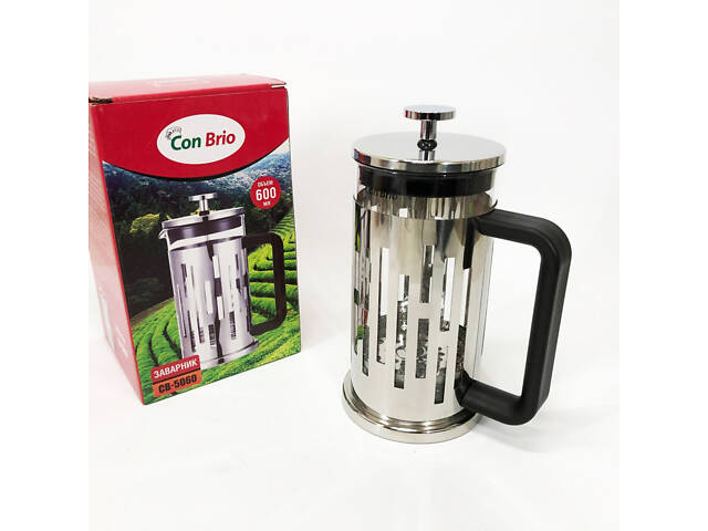Заварник Con Brio CB-5060 Френч-прес 600 мл, Чайник самовар скляний, Заварники для чаю та кави - Фото 6