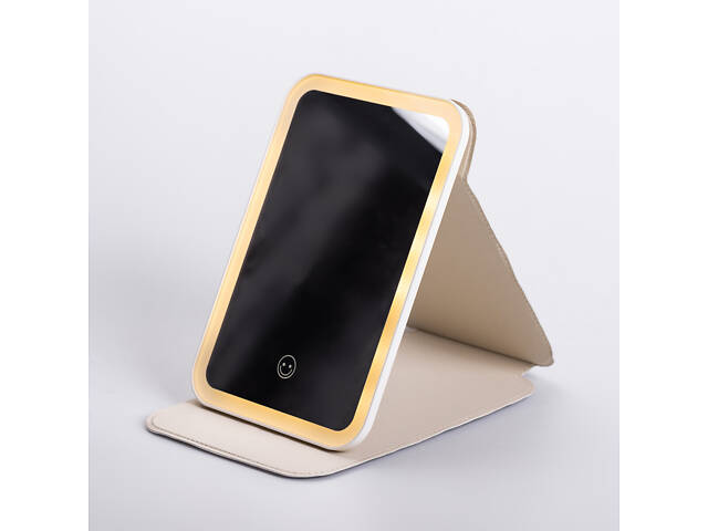 Дзеркало з лед підсвічуванням настільне складне 19.5х13.5 см косметичне для макіяжу Зелене - Фото 5