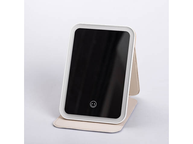 Дзеркало з лед підсвічуванням настільне складне 19.5х13.5 см косметичне для макіяжу Зелене - Фото 6