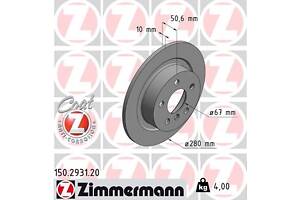 ZIMMERMANN 150.2931.20 Диск гальмівний (задній) BMW 2 (F44-46)/X1 (F48) /i3 Hybrid 13- (280x10)