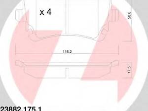 Zimmermann 23882.175.1. Комплект гальмівних колодок