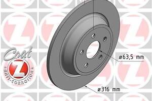 ZIMMERMANN 250.1385.20 Диск тормозной (задний) Ford Galaxy 1.5/2.0 TDCi 15-(316x16) (с покрытием) (полный)