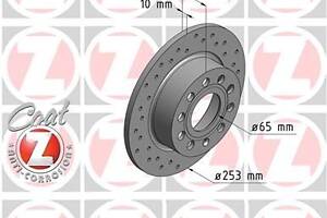 ZIMMERMANN 600.3234.52 Диск гальмівний (задній) Audi A3//VW Caddy III 04-15/Skoda Octavia III/IV 03- (253x10)(з отворами