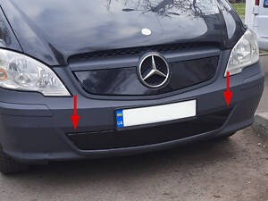 Зимняя накладка на бампер (2010-2015) Глянцевая для Mercedes Vito W639