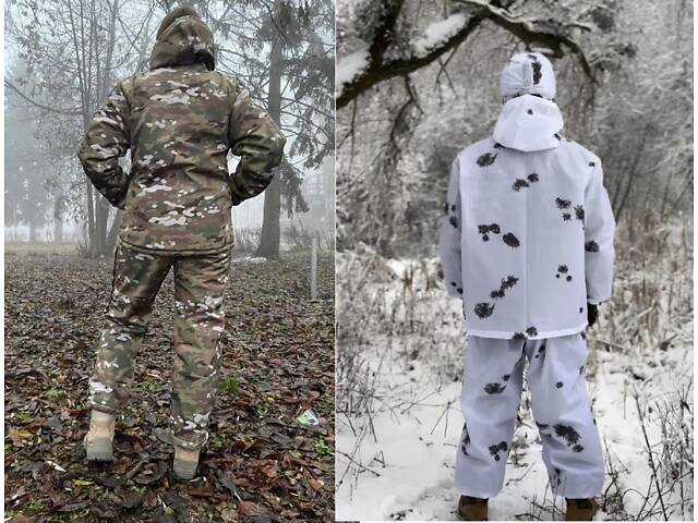 Зимний женский костюм водоотталкивающая софтшел Soft-Shell военная форма Мультикам ВСУ + Маскировочный костюм зимний. - Фото 2
