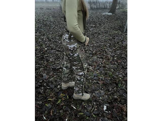 Зимний женский костюм водоотталкивающая софтшел Soft-Shell военная форма Мультикам ВСУ + Маскировочный костюм зимний. - Фото 9