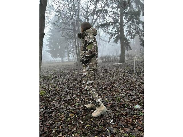 Зимний женский костюм водоотталкивающая софтшел Soft-Shell военная форма Мультикам ВСУ + Маскировочный костюм зимний. - Фото 22