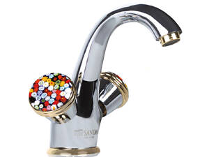 Смеситель для умывальника SANTAN MURRINE М 181062301, с донным клапаном, латунный, хромированный.