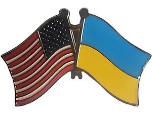 Значок парний прапор Україна Америка 25х40 мм, Пін Україна, Пін США, Україна та Америка RESTEQ