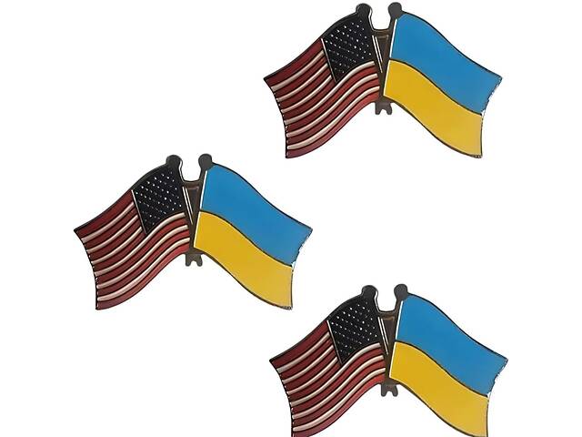 Значок парний прапор Україна Америка 25х40 мм, Пін Україна, Пін США, Україна та Америка RESTEQ - Фото 3