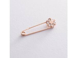 Золотая булавка Цветочек с фианитами зак00295 Оникс