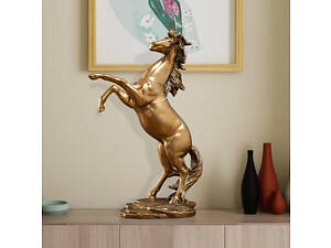 Золотая статуэтка лошади RESTEQ 29,5 см — фигурка коня на дыбах, изысканный декор для интерьера и подарка