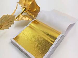 Золото для декору 100 аркушів сталь золотого кольору 93x86 мм декоративне покриття для художніх робіт