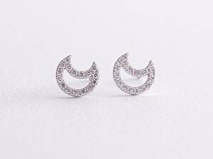 Золотые серьги - пусеты Луна с бриллиантами 36401121 Оникс