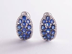 Золоті сережки з діамантами та сапфірами MR16037Egm Онікс