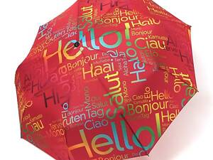 Зонт женский автомат RAIN FLOWERS №1130 Приветствия на 9 спиц Красный