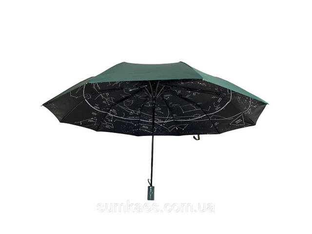 Парасолька напівавтомат однотонна 'Зоряне небо' від Bellissimo, зелена, 019302-5 - Фото 4