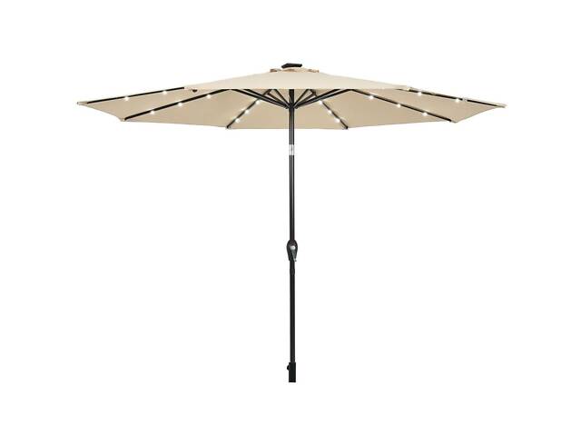 Зонт садовый 3 м с LED-подсветкой и солнечной панелью (бежевый) - Фото 1