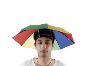 Зонтик для головы RESTEQ 50 см — универсальная зонтик-шляпа на голову от солнца и дождя, складной головной аксессуар для