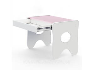 Удобный столик в детскую комнату 70×45×51, детский игровой стол с ящиком, белый с розовым.