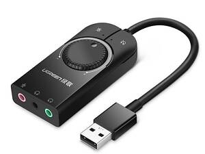 Звукова карта USB AUX jack, 2*TRS (Mic + Ear) SSS1629 Ugreen Чорна CM129