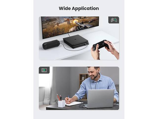 Звукова карта USB AUX jack, TRRS (Mic & Ear), ALC4030 Ugreen Сіра CM383 - Фото 7