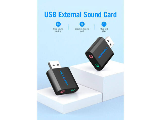 Звукова карта Vention Audio USB 2х3,5mm jack Metal (VAB-S17-B) - Фото 7