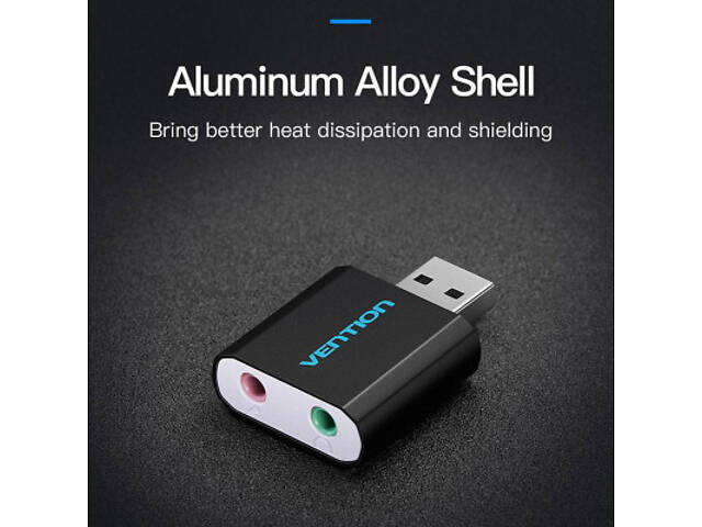 Звукова карта Vention Audio USB 2х3,5mm jack Metal (VAB-S17-B) - Фото 2