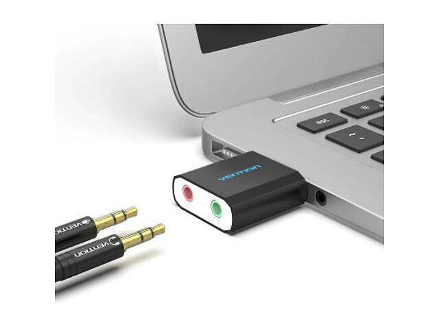 Звукова карта Vention Audio USB 2х3,5mm jack Metal (VAB-S17-B) - Фото 3