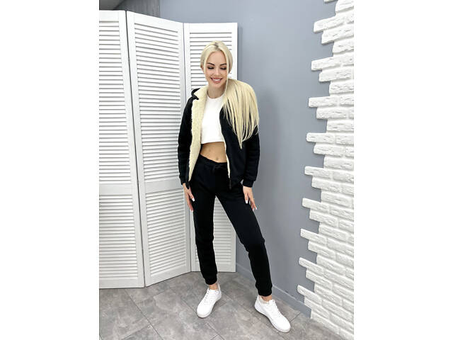 Зимовий спортивний костюм на хутрі 'Nord' оптом | Батал Чорний, 50-52 - Фото 10