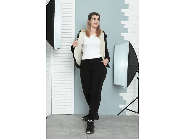 Зимовий спортивний костюм на хутрі 'Nord' оптом | Батал Чорний, 50-52 - Фото 8