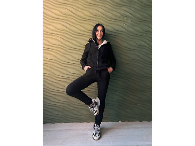 Зимовий спортивний костюм на хутрі 'Nord' оптом | Батал Чорний, 50-52 - Фото 5