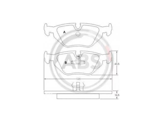 A.B.S. Тормозные колодки зад. BMW 3(E36, E46)/5(E34)/7(E32) 86-06 (ATE) (123x43,6x16,7) (36824)