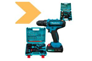 Аккумуляторный дрель-шуруповёрт MAKITA DF330DWE, набор слесарного инструмента 24W, синий (42584-MAKITA-24w_1110)