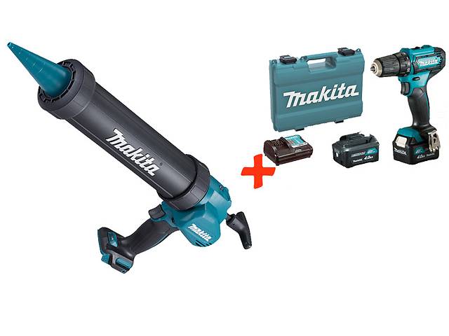 Аккумуляторный пистолет для герметика Makita CG100DZA + Аккумуляторный шуруповерт DF333DWME + 2 акб 12 V 4 Ah + з/у +...