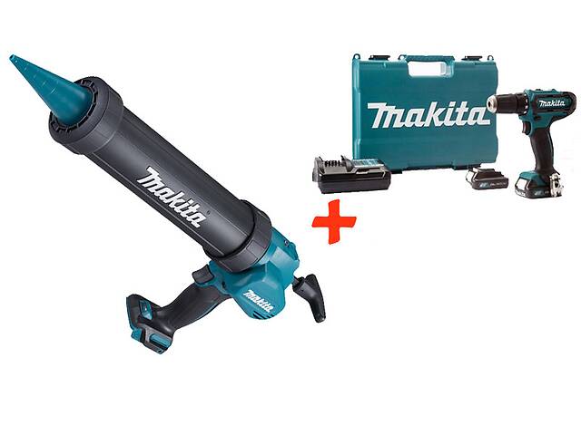 Аккумуляторный пистолет для герметика Makita CG100DZA + Аккумуляторный шуруповерт HP333DWAE + 2 акб 12 V 2 Ah + з/у +...