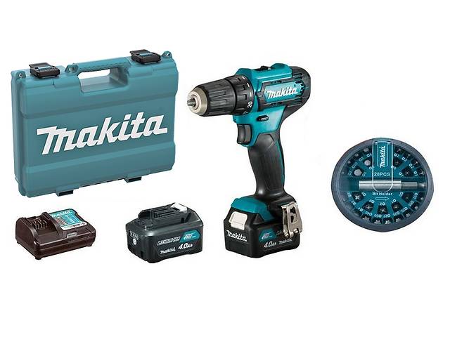 Аккумуляторный шуруповерт Makita DF333DWME + 2 акб 12 V 4 Ah + з/у + кейс набор бит (DF333DWMEX)