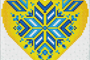 Алмазна мозаїка без підрамника 'Україна в серці' ©Mariia Davydova AMC7682 20х20 см