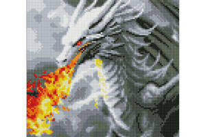 Алмазна мозаїка без підрамника 'Вогнедишний дракон' з АВ стразами AMC7832 30х40см