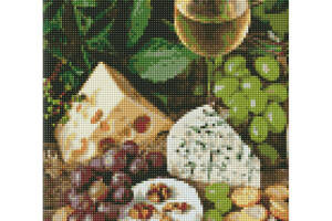 Алмазна мозаїка 'Біле вино із сиром' Ідейка AMO7378 30х40 см