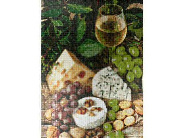Алмазна мозаїка 'Біле вино із сиром' Ідейка AMO7378 30х40 см
