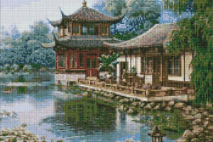 Алмазна мозаїка 'Китайський будиночок' ©Сергій Лобач Ідейка AMO7342 40х50 см