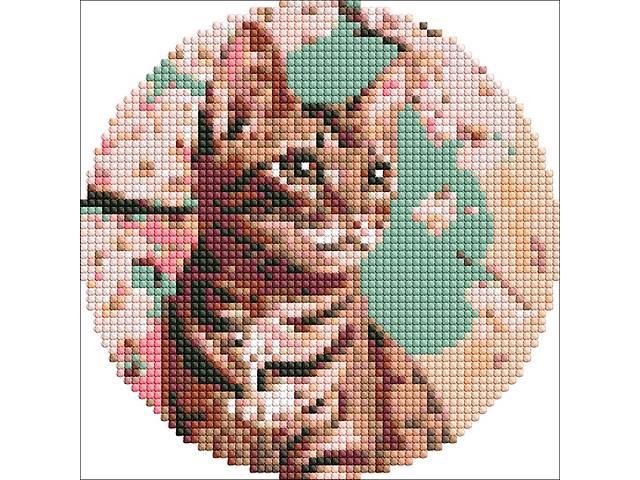 Алмазна мозаїка на круглому підрамнику 'Чарівне кошеня' AM-R7912 d19см