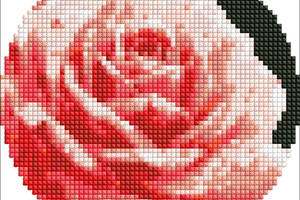 Алмазна мозаїка на круглому підрамнику 'Досконала троянда' AM-R7919 з АВ стразами d19см