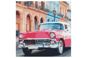 Алмазна мозаїка 'Рожевий автомобіль Гавані' Strateg GA0007 50х50 см