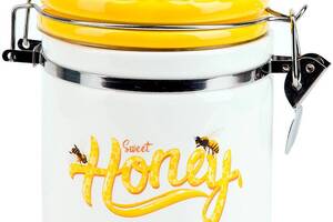 Банка керамическая 'Sweet Honey' 480мл для сыпучих продуктов с металлической затяжкой, белый