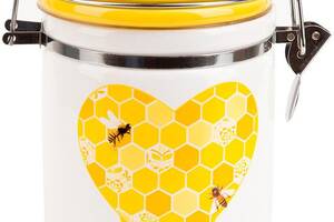 Банка керамическая 'Sweet Honey' 650мл для сыпучих продуктов с металлической затяжкой, белый